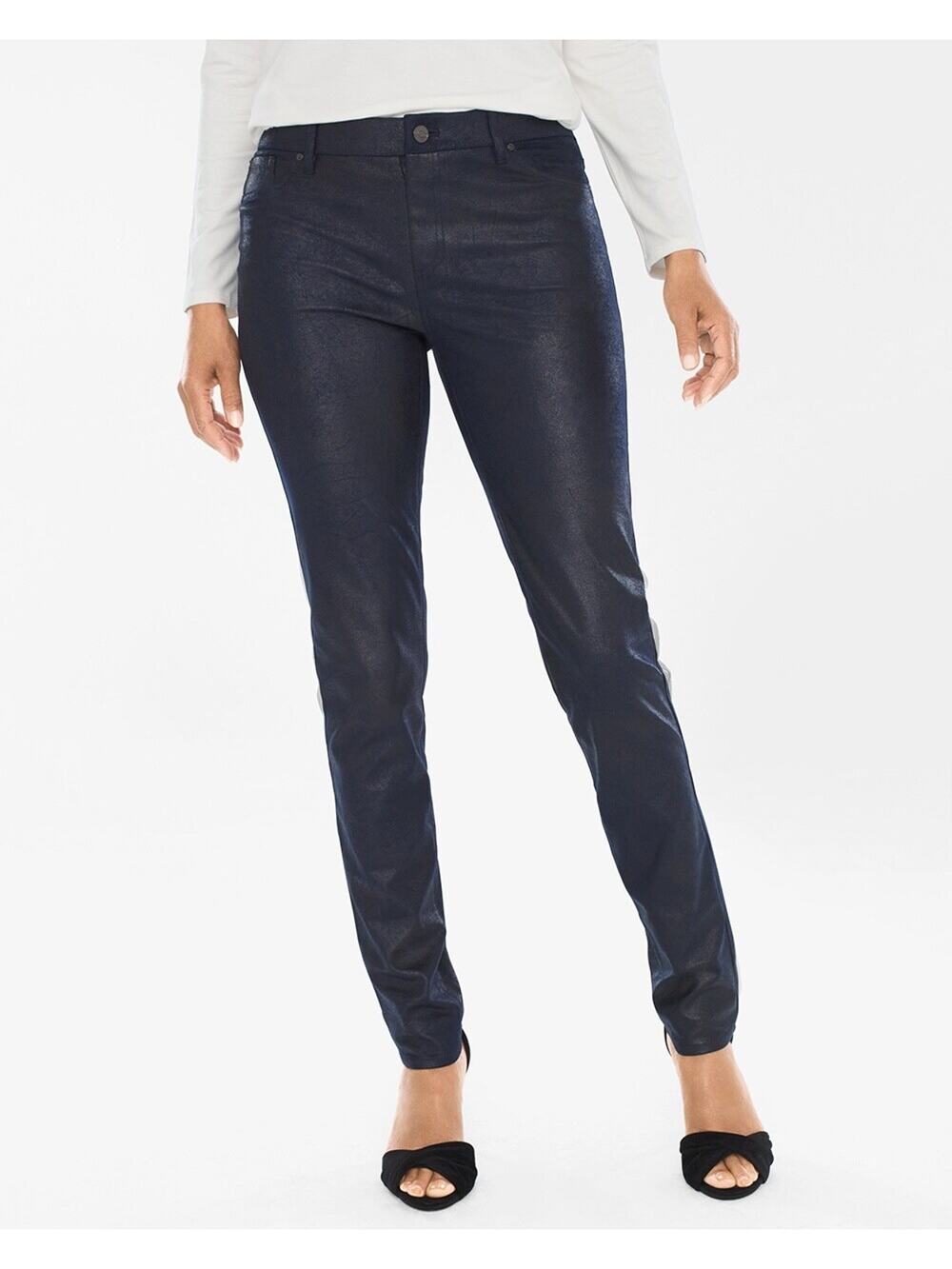 Chico's Women's Black Faux Suede Skinny Leg Knit Pull On Pants - Size 0 (Small)